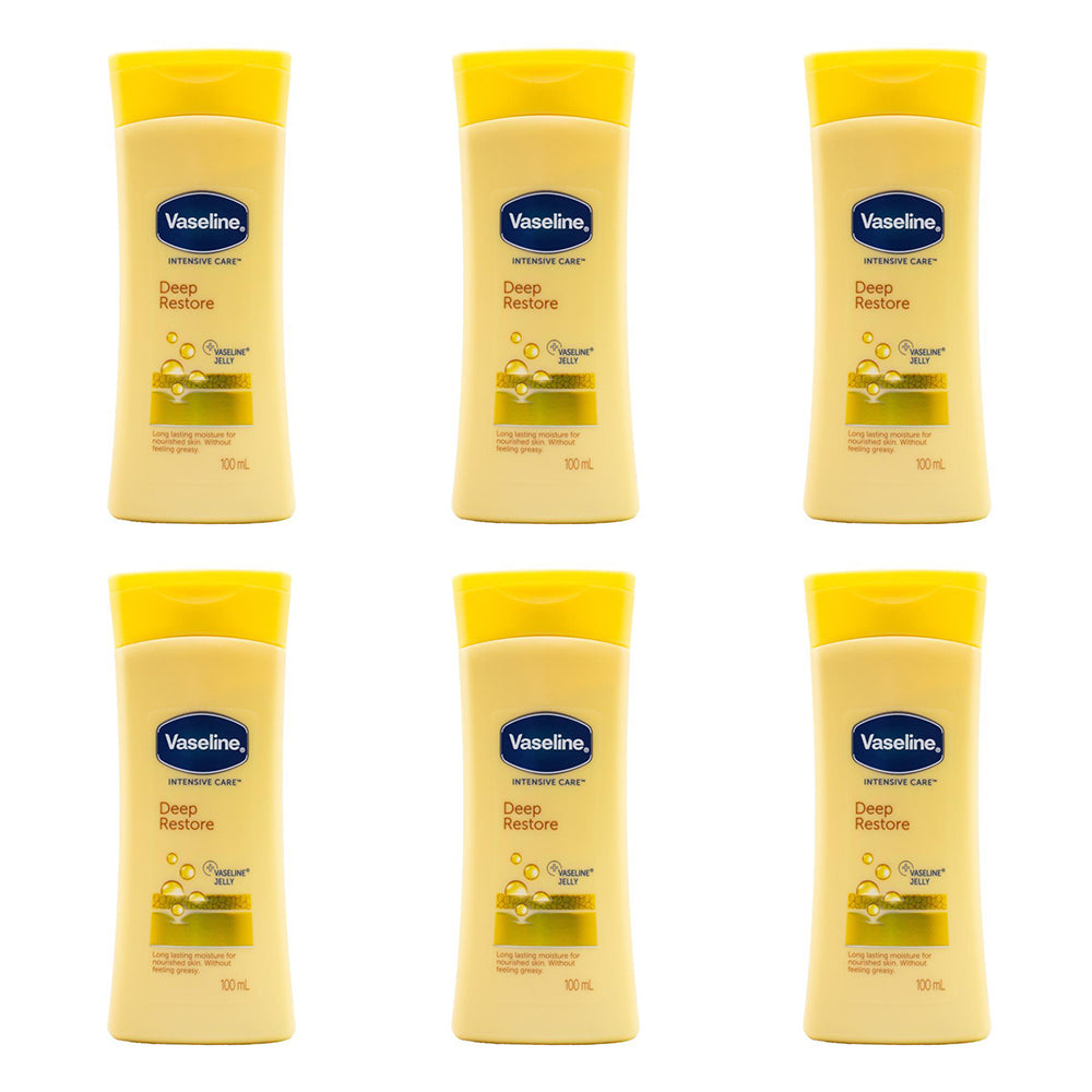 6PK Vaseline 100ml Intensive Care Deep Restore For Dry Skin