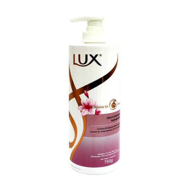 6PK Lux Peach Shampoo Bottle Pump Fragrance 750ml Hair Care
