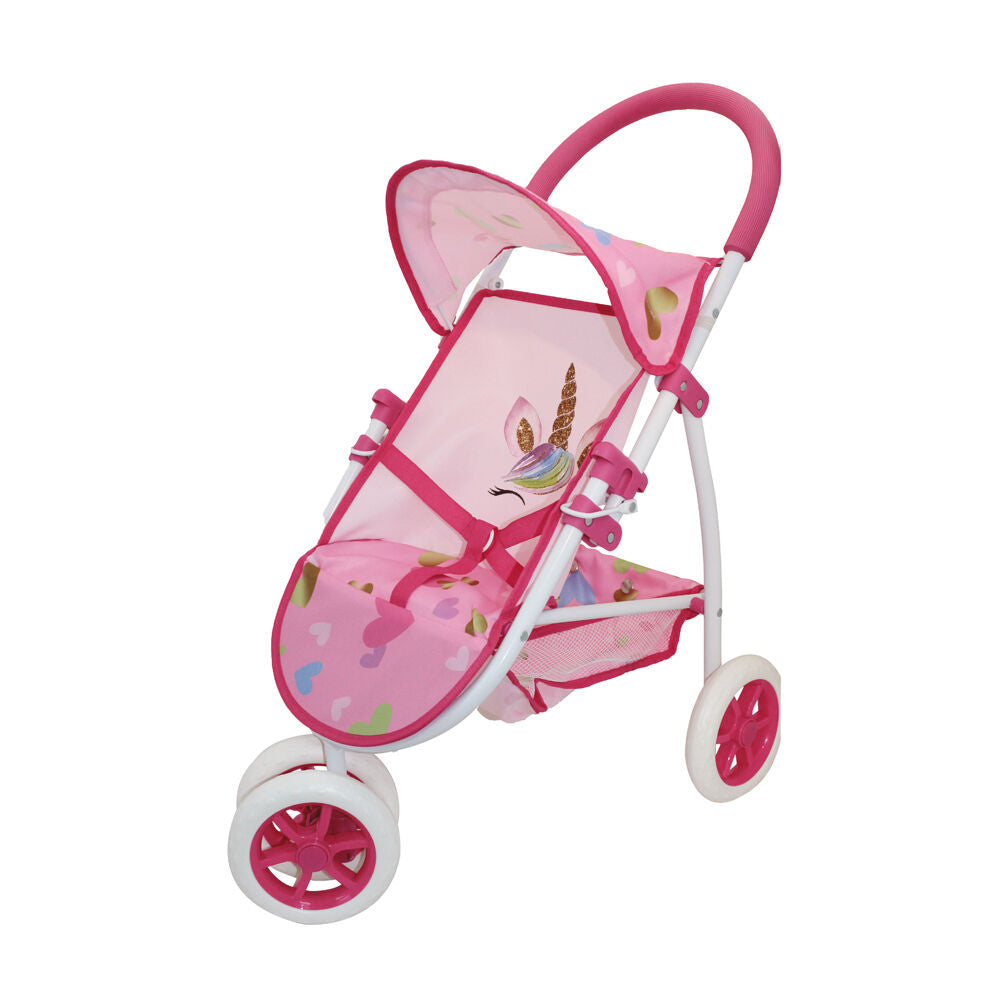 Bambolina Amore 3 Wheel Buggy with Unicorn Design Kids Toy Doll Pram/Stroller