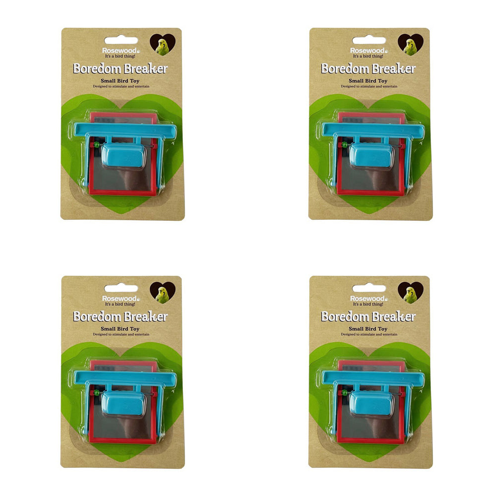 4x Rosewood Perch Mirror Bird Pet Boredom Breaker Toy w/ Beads