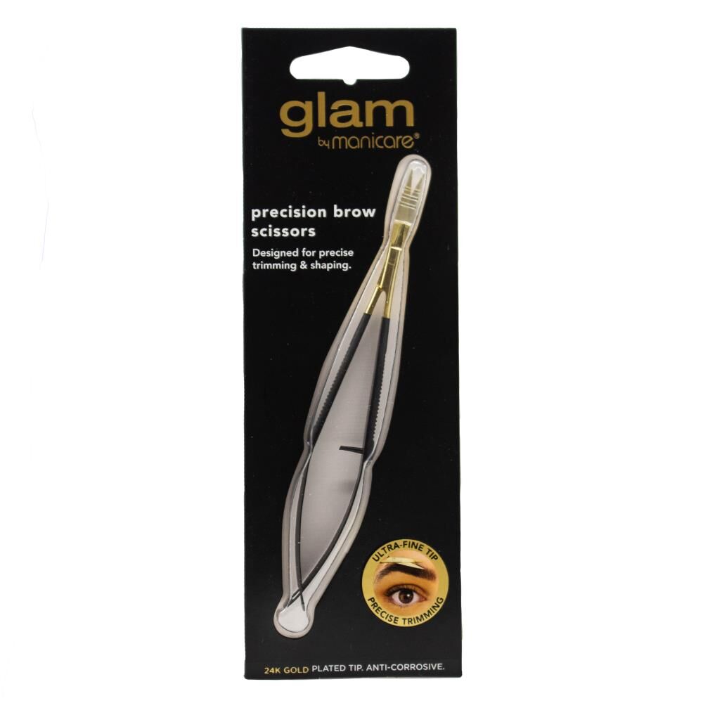 3PK Glam By Manicare Stainless Steel Precision Brow Grooming Scissors