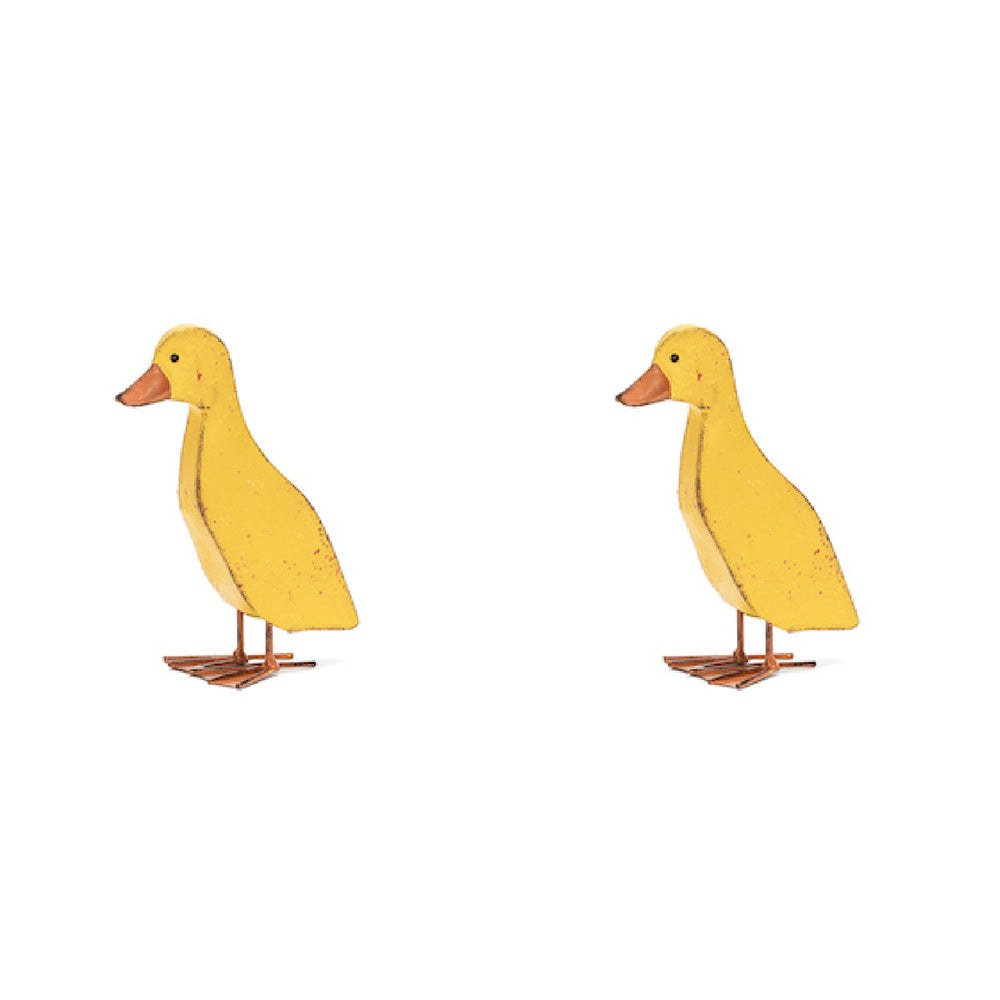 2x Ducklings Yellow Metal Garden Ornament Decor - Assorted