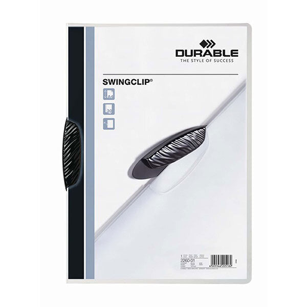 5x Durable Swing Clip 30-Sheet A4 Document File Folder - Black
