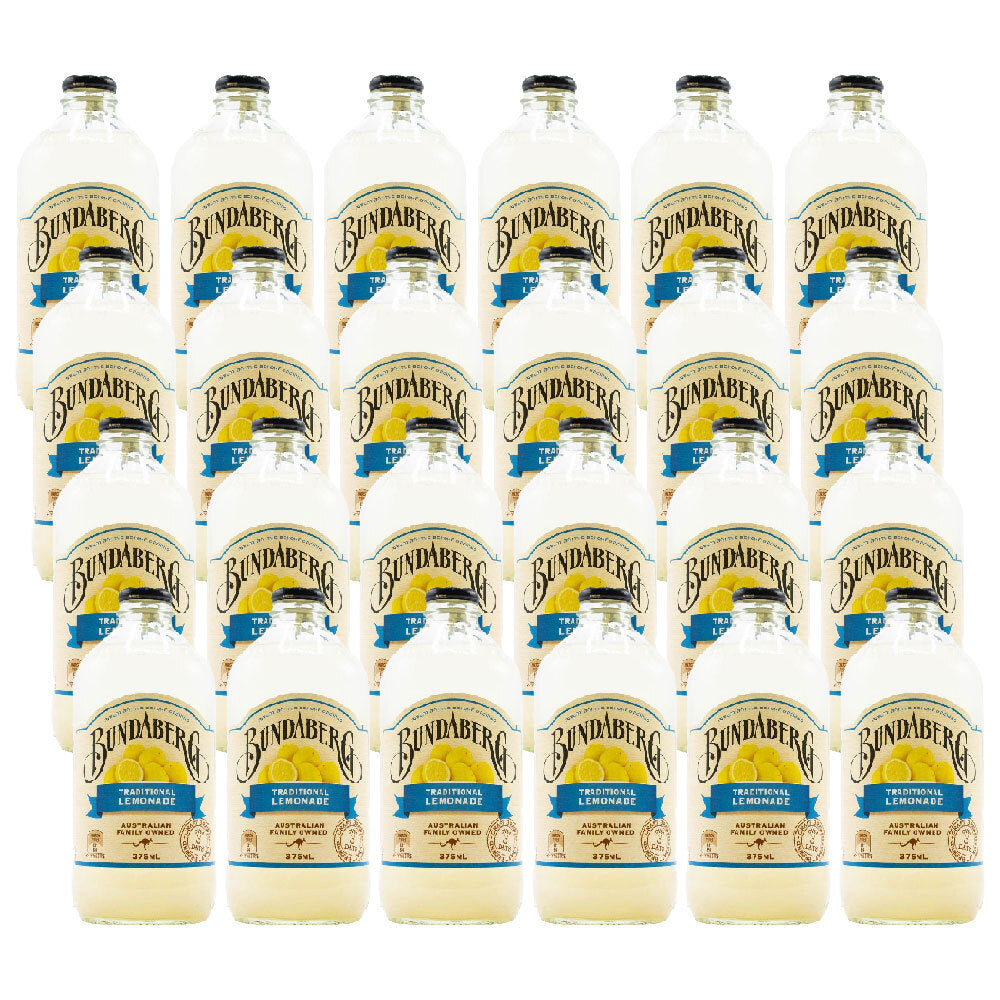 24PK Bundaberg 375ml Traditional Lemonade Non-Alcoholic Flavoured Drink
