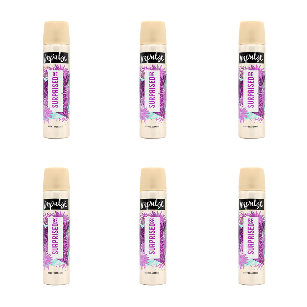 6PK Impulse 50G Ladies Scent Body Spray Perfume Fragrance Be Surprised