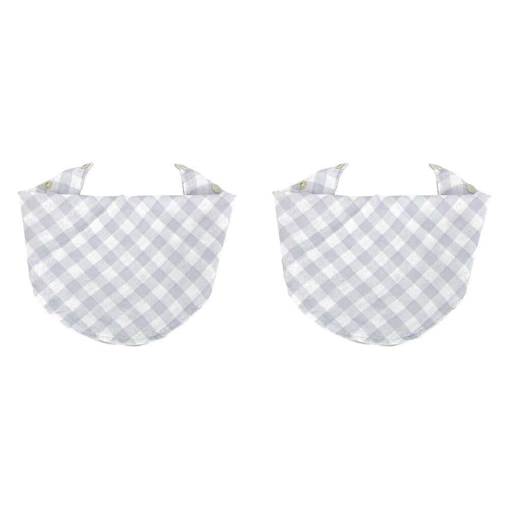 2PK Annabel Trends Muslin Neck Bib Gingham 30x30cm Cool Grey
