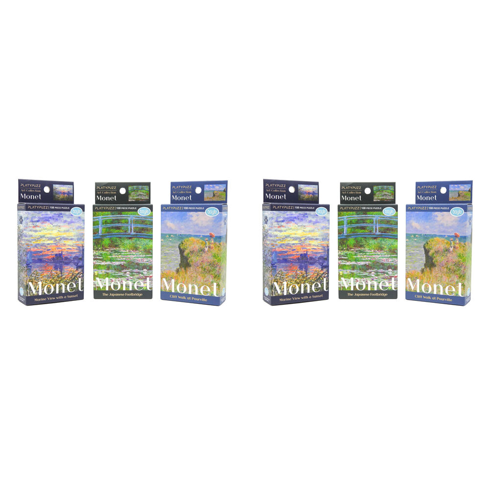 2x 3pc Platypuzz Jigsaw Puzzle Claude Monet Art Set 108 Pieces Each
