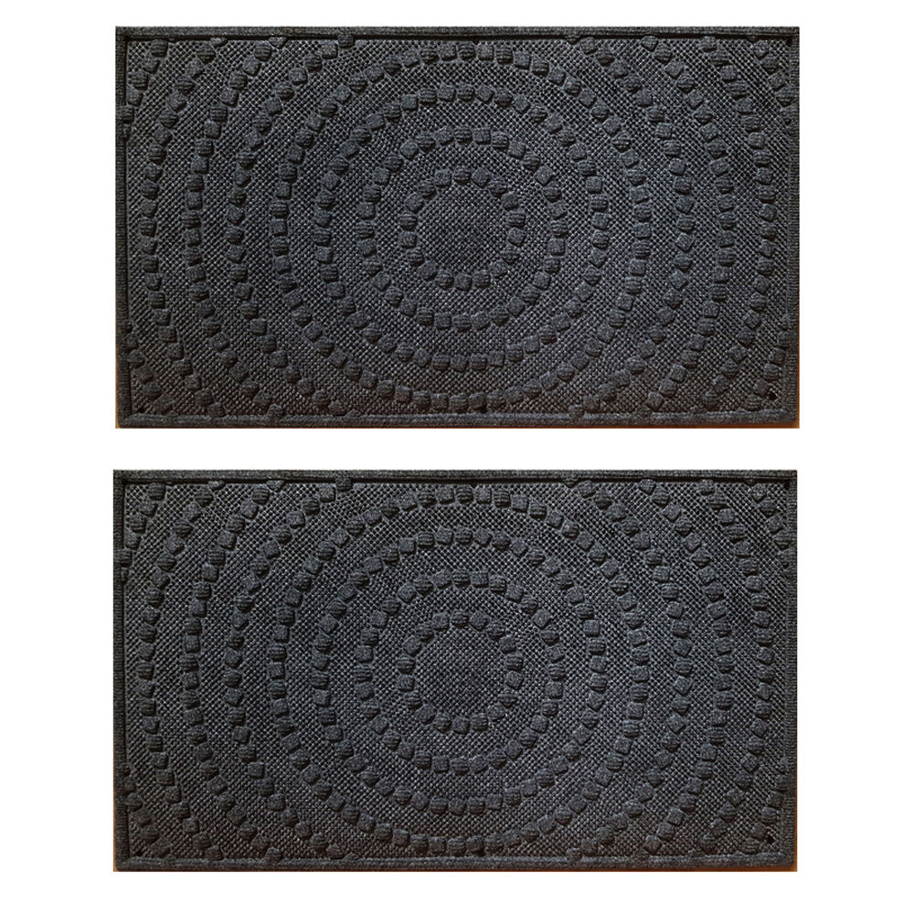 2PK Solemate Marine Dark Grey Circles 45x75cm Stylish Outdoor Entrance Doormat