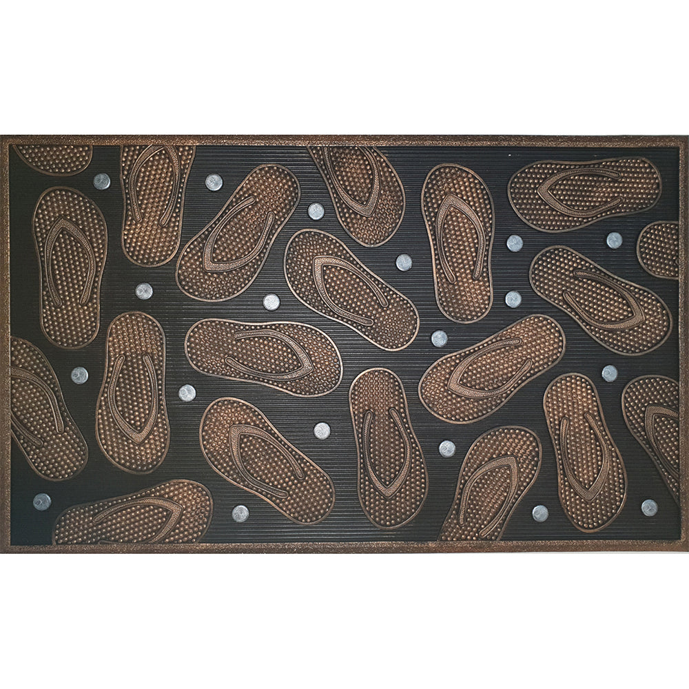 2PK Solemate Metallic Copper Thongs 45x75cm Stylish Outdoor Front Doormat