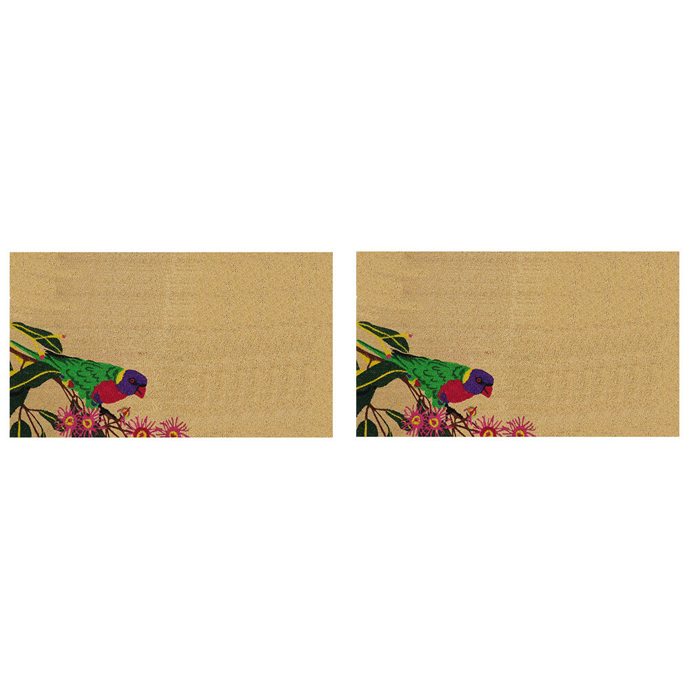 2PK Solemate PVC Backed Coconut Coir Lorikeet Bird Doormat 45x75cm