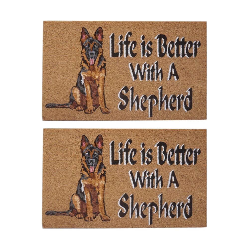 2PK Solemate Life is Better With A German Shepard Dog Coil Doormat 45x75cm