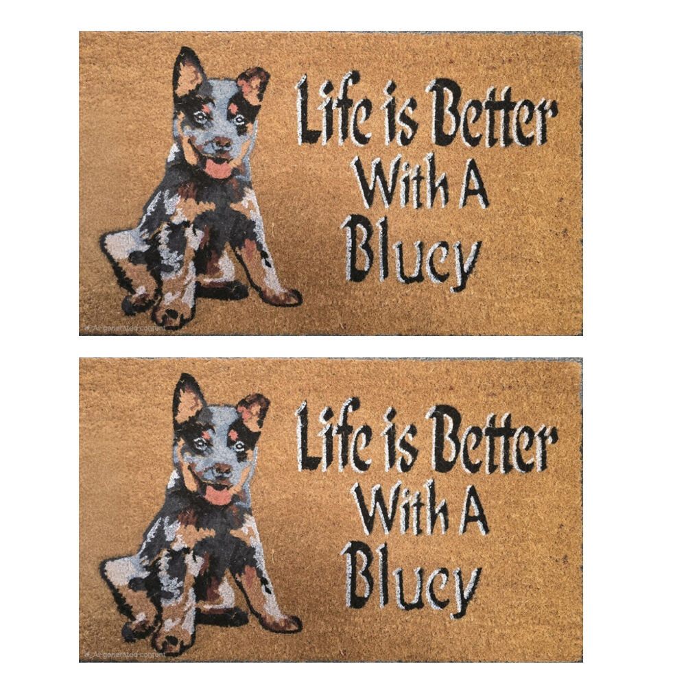 2PK Solemate Life is Better With A Bluey Coil Backed Dog Lover Doormat 45x75cm