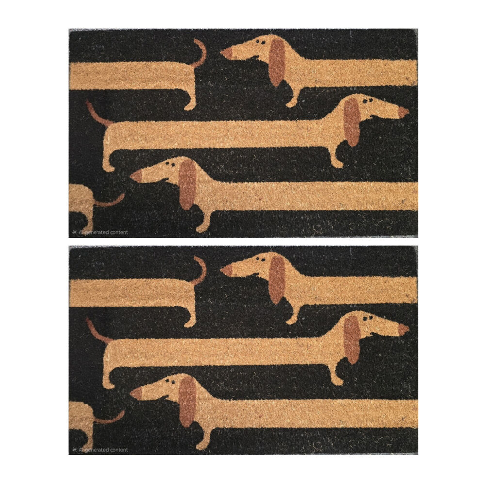 2PK Solemate Coir Backed Dachshunds Sausage Dog Lover Doormat 45x75cm