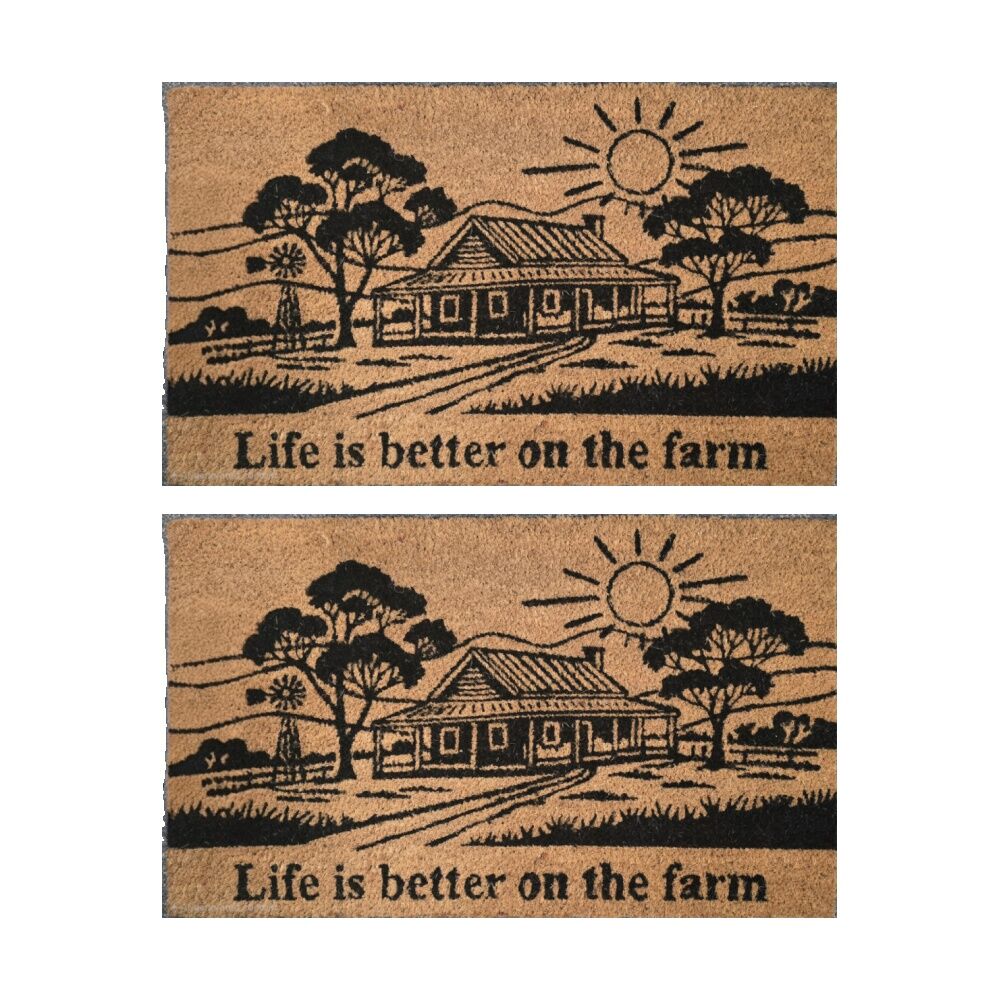2PK Solemate Coir Back Life is Better On The Farm Country House Doormat 45x75cm