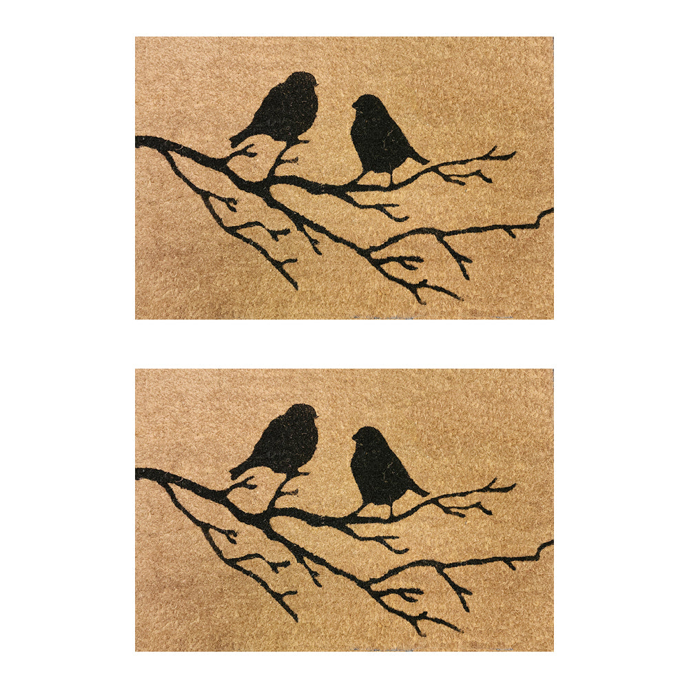 2PK Solemate PVC Bk Birds on Branch 40x60cm Stylish Durable Front Doormat