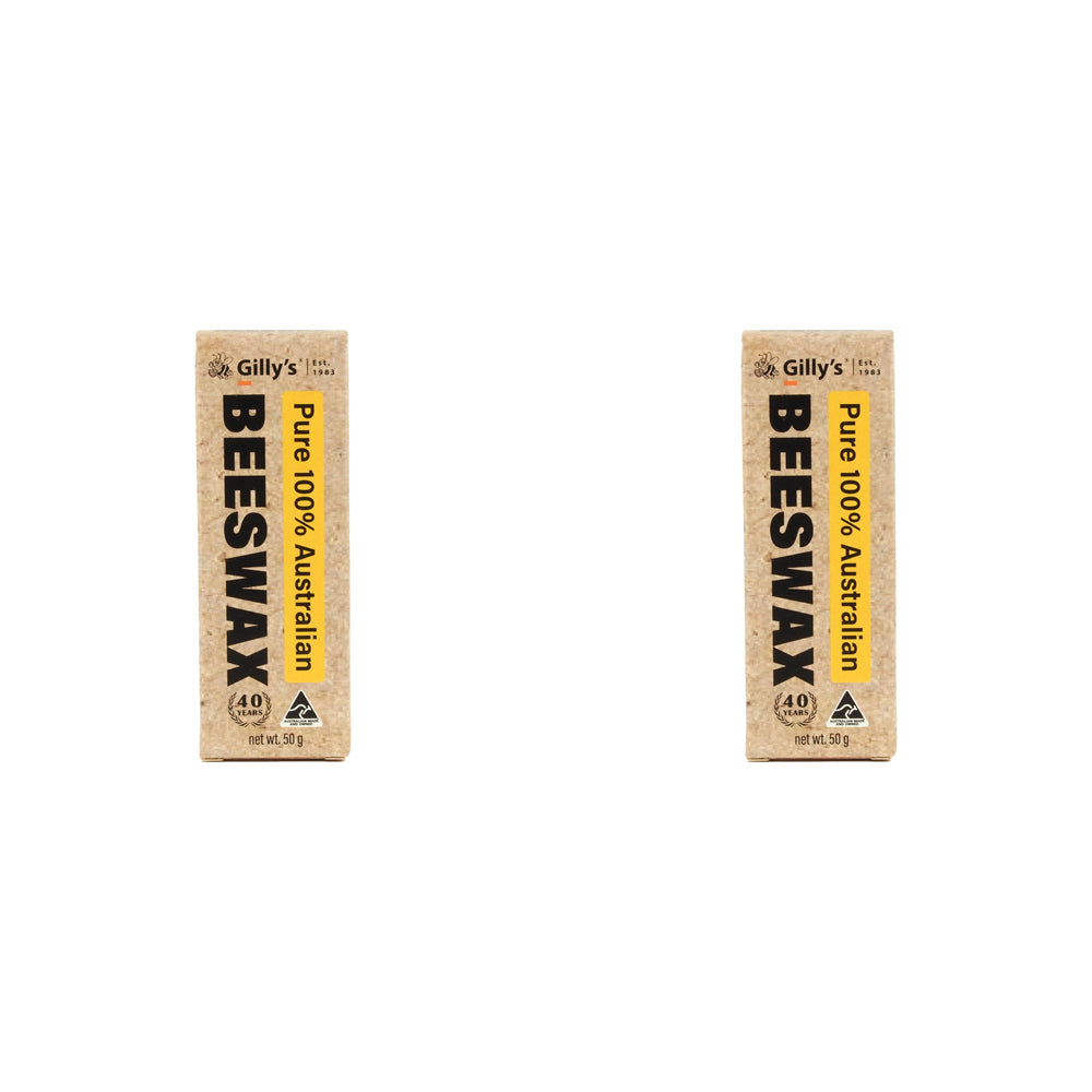 2PK Gilly's Pure Beeswax Block DIY Wood/Shoe Polish 50g