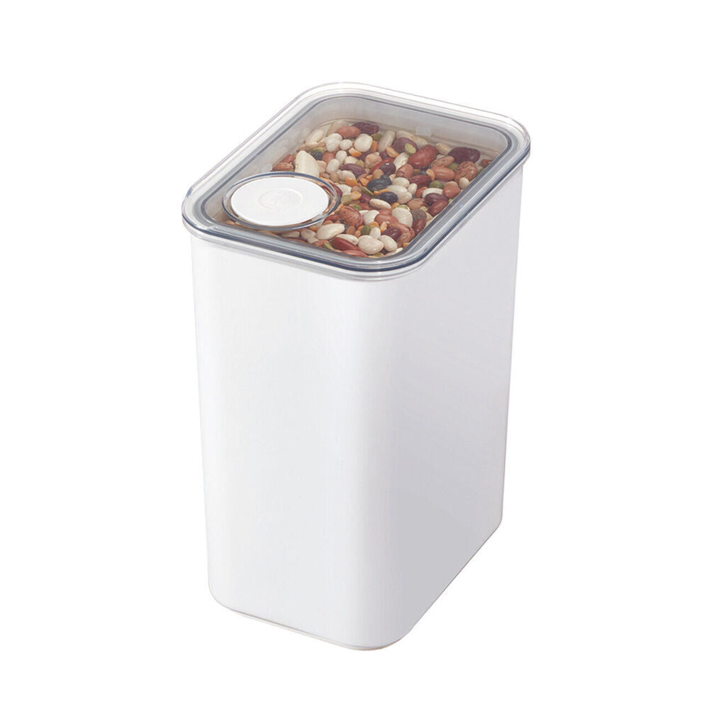 2PK iDesign Crisp Plastic Pouring Food Canister w/ Airtight Lid White - Large