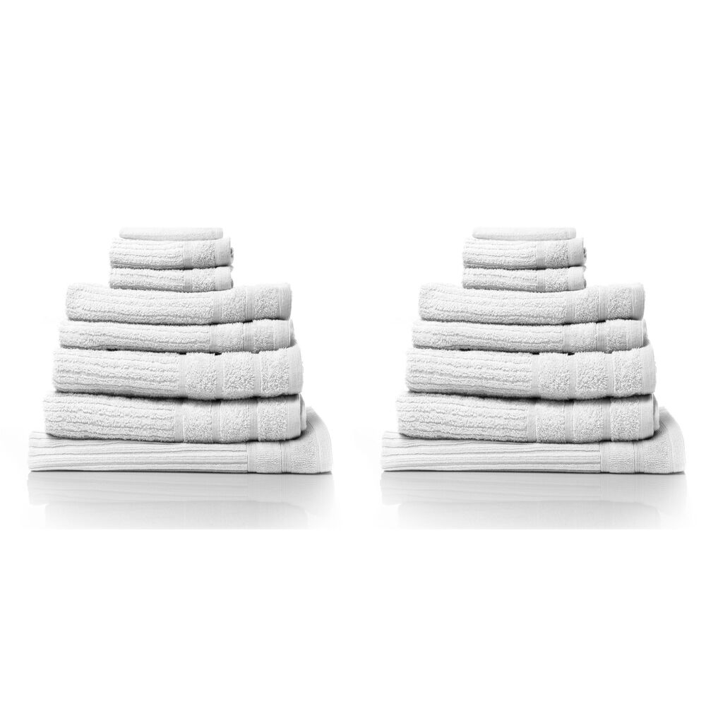 2x 8pc Royal Comfort Eden Egyptian Cotton Towel Pack - White
