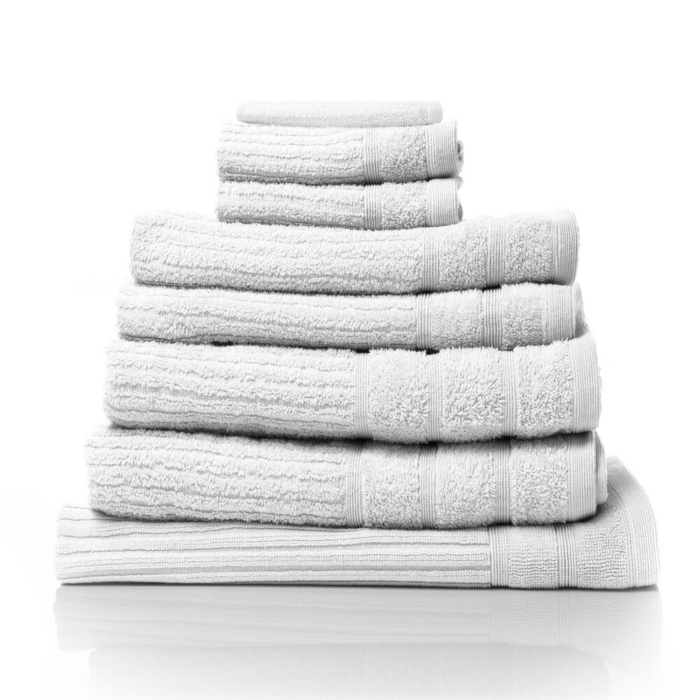 2x 8pc Royal Comfort Eden Egyptian Cotton Towel Pack - White