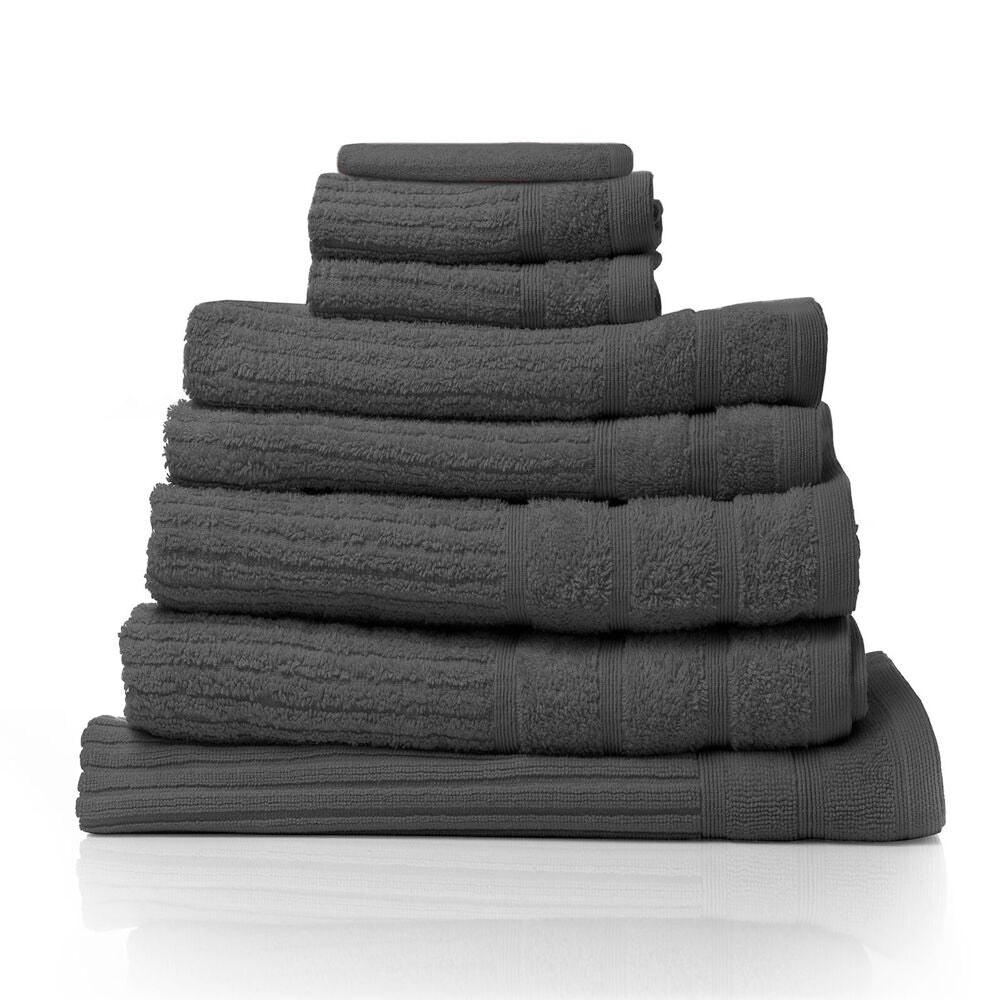 2x 8pc Royal Comfort Eden Egyptian Cotton Towel Pack - Granite
