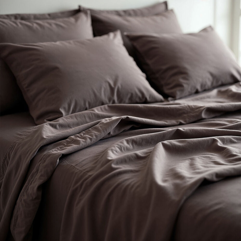 Royal Comfort Cotton Rich King Sheet w/ 2x Pillowcases Set 1500TC Dusk Grey
