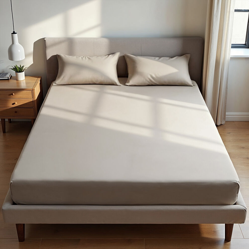 3pc Royal Comfort Double Fitted Sheet Set 1500TC Cotton Rich Stone
