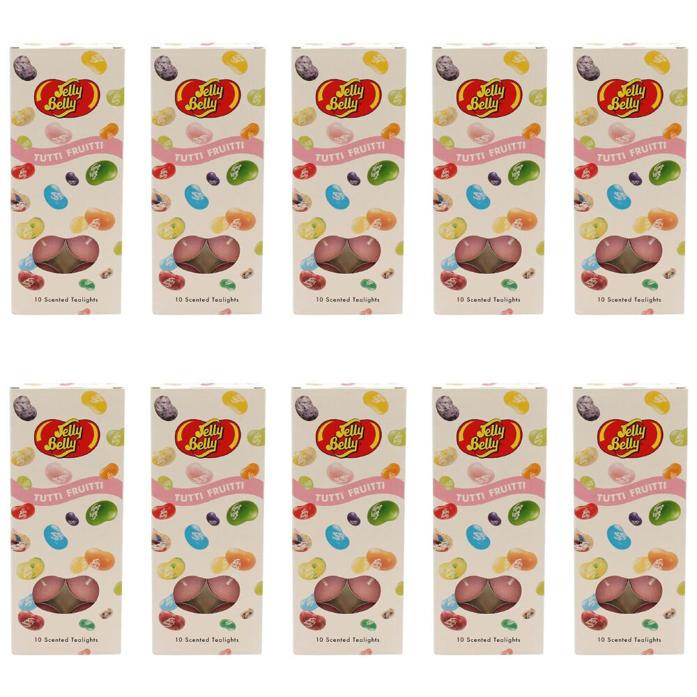 10x 10pc Jelly Belly Tutti Fruitti Scented Tealight Candles Room Fragrance Pink