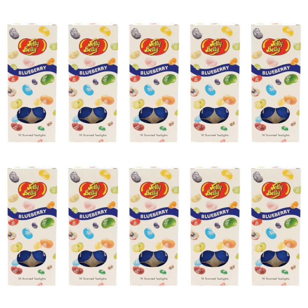 10x 10pc Jelly Belly Blueberry Scented Tealight Candles Home Room Fragrance Blue