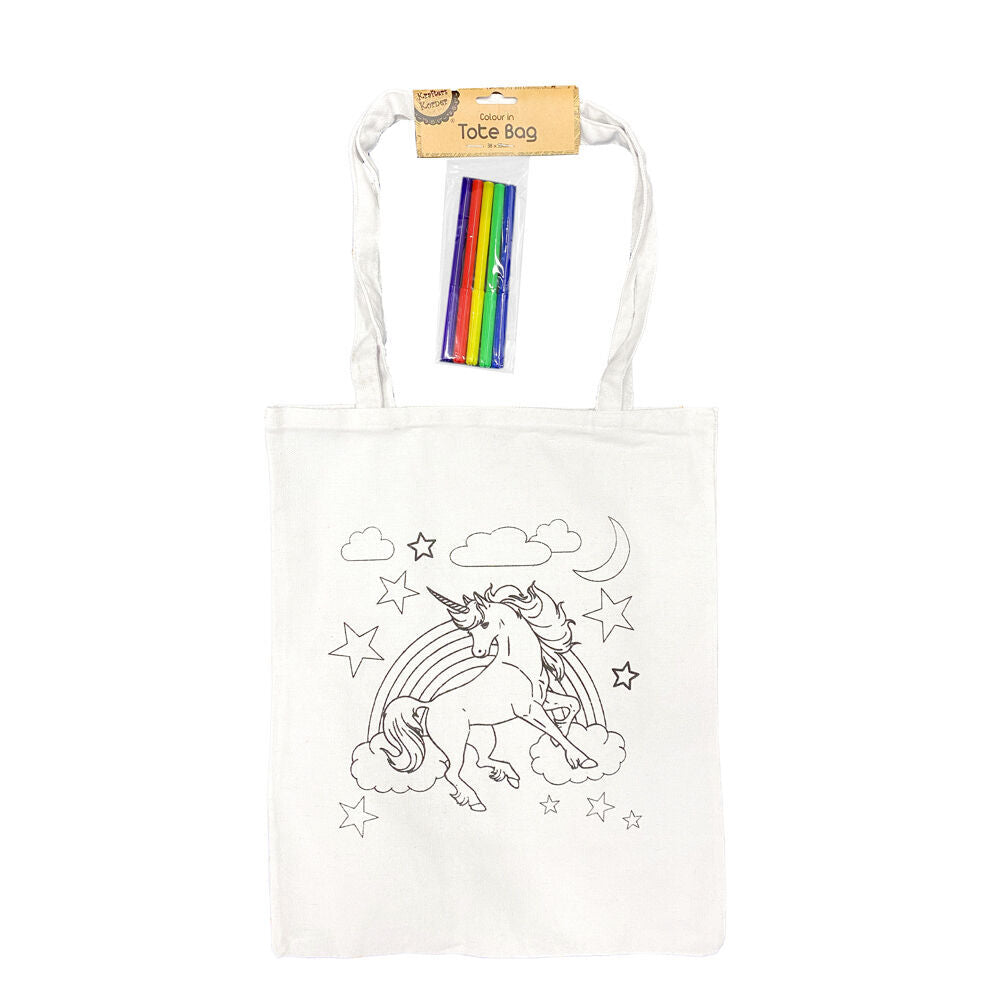 6PK Krafters Korner Custom Design Cotton Tote Bag w/ 5 Markers 39x33cm Assorted