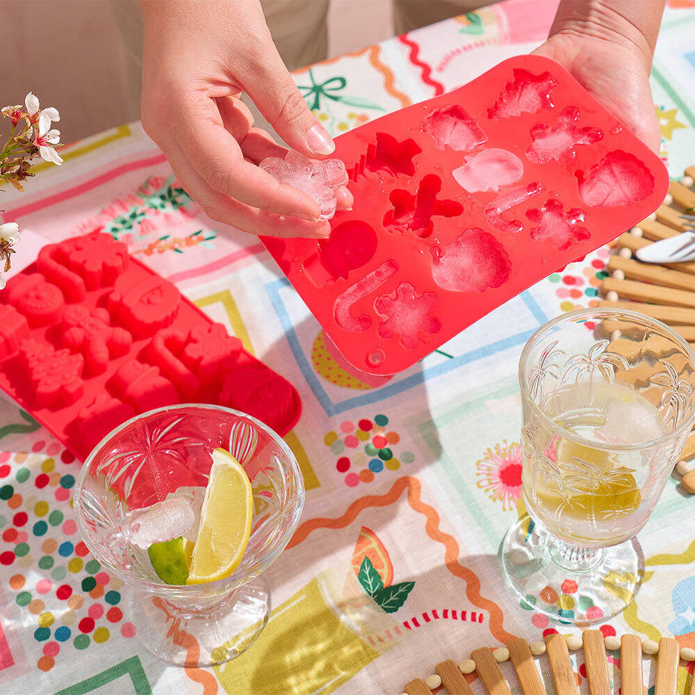 3PK Annabel Trends Festive Christmas Ice Cube Tray 20x13cm Red