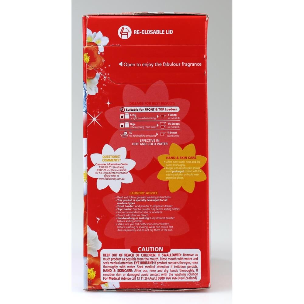 12PK Fab 1kg Laundry Powder Fresh Blossoms Front & Top Loader Stain Remover