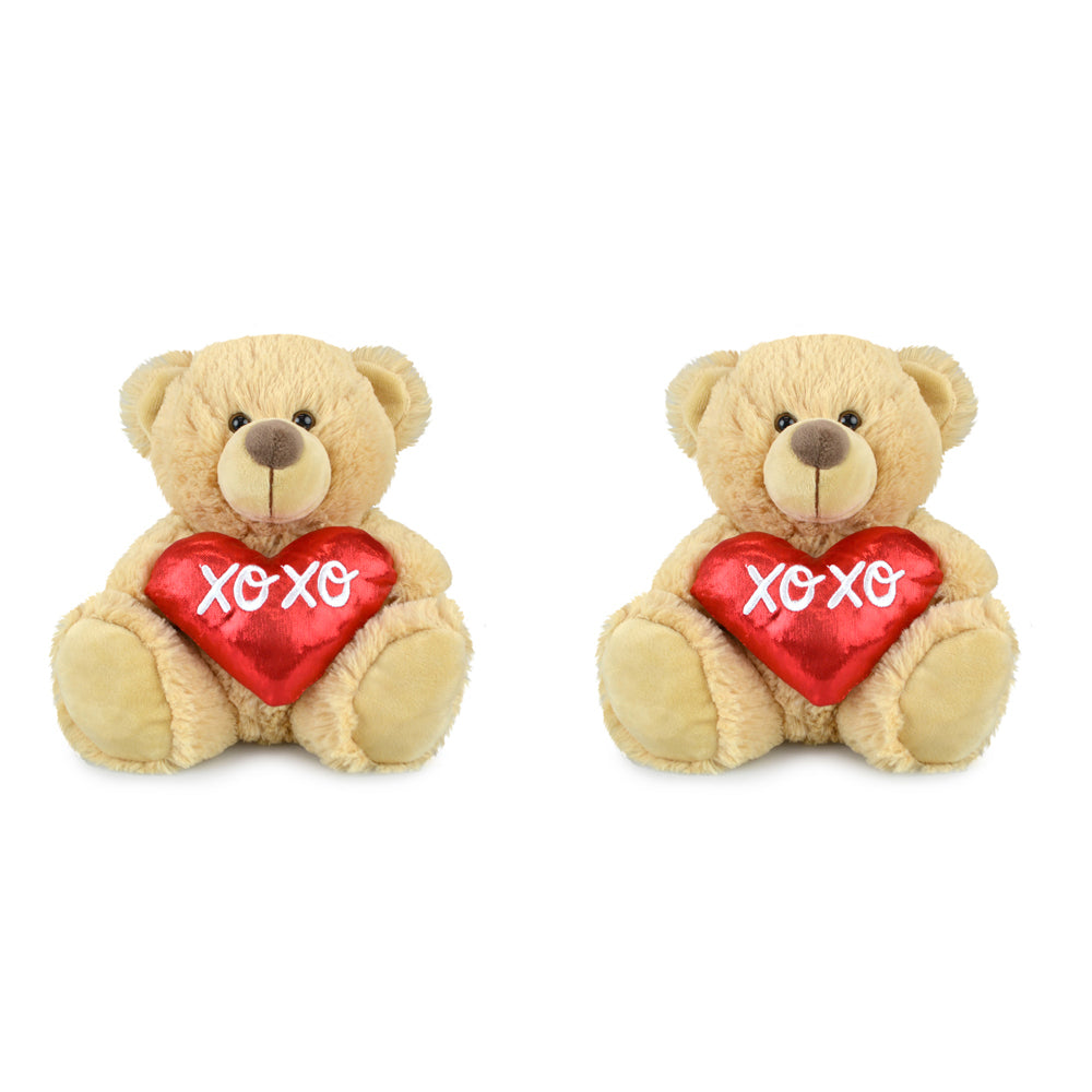 2PK My Buddy Hearts Soft Animal Plush Bear Toy 23cm - Assorted
