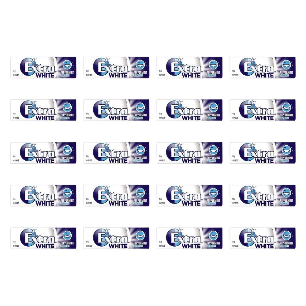 20PK Extra Professional White Sugarfree Chewing Gum w/ Peppermint Flavour 14g