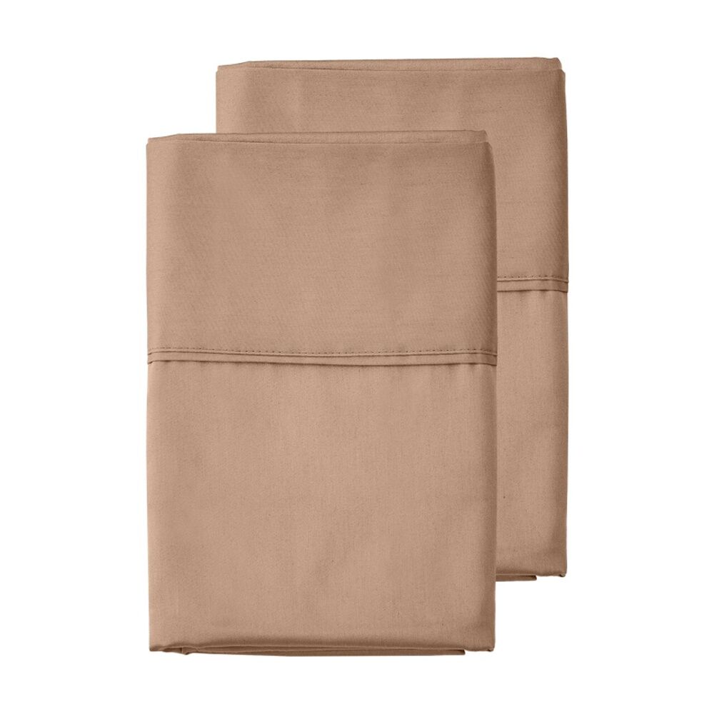 2x 2pc Grosvenor House 500TC Egyptian Cotton Standard Pillowcases Clay