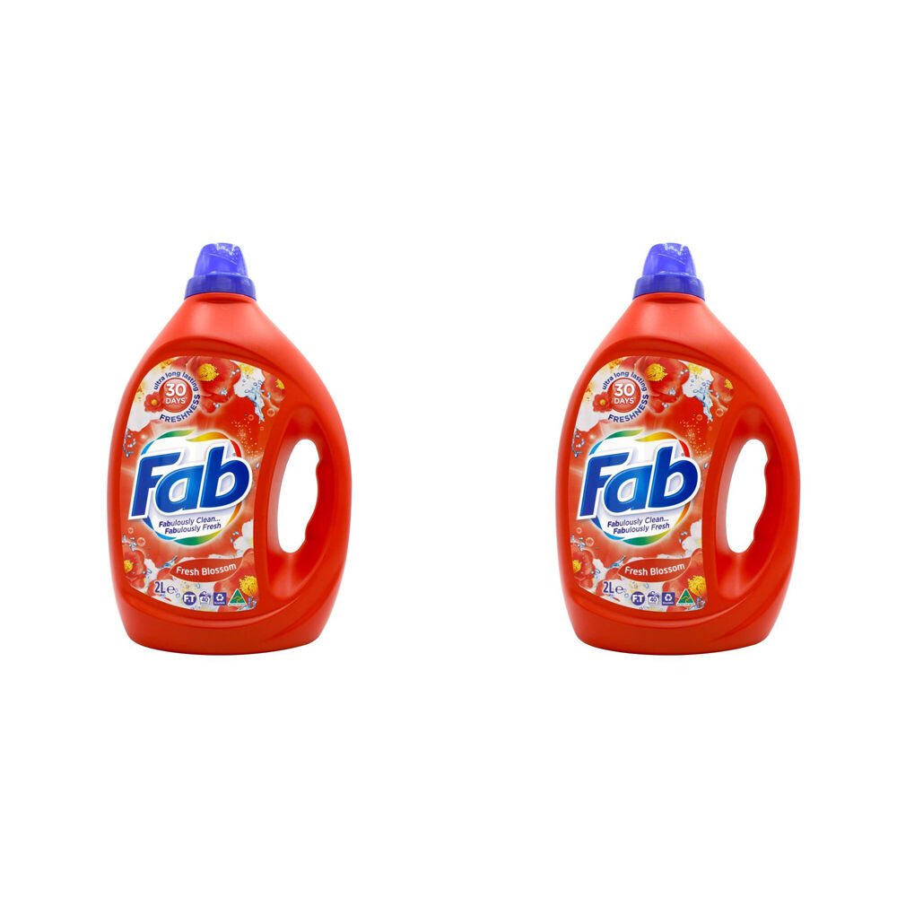 2PK Fab 2L Laundry Liquid Fresh Blossoms Front & Top Loader Stain Remover