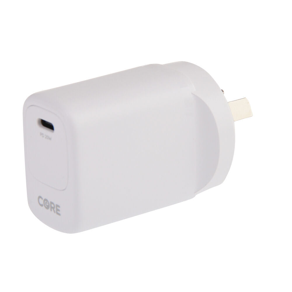 2PK Core USB-C Port Phone Wall Charger Adapter 20W - White