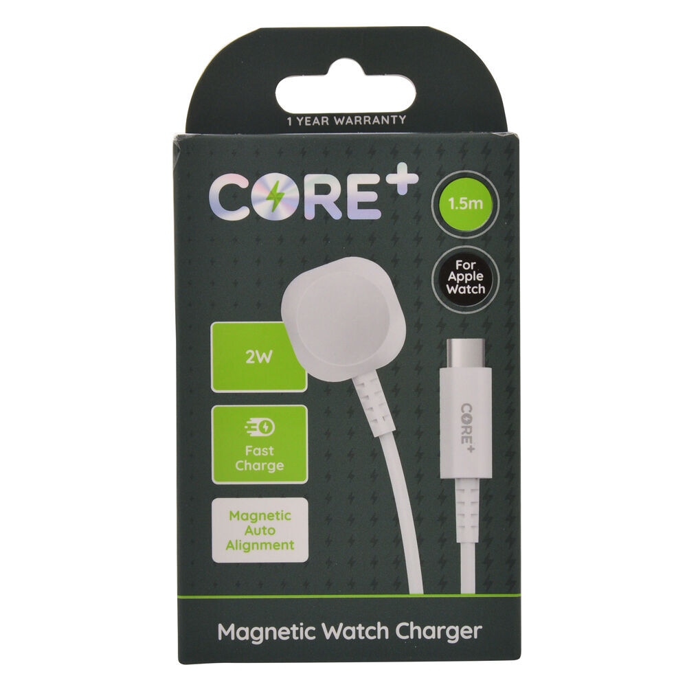 2PK Core Magnetic Watch Charger 2W/1.5m For Apple Watch 1-9/SE - White