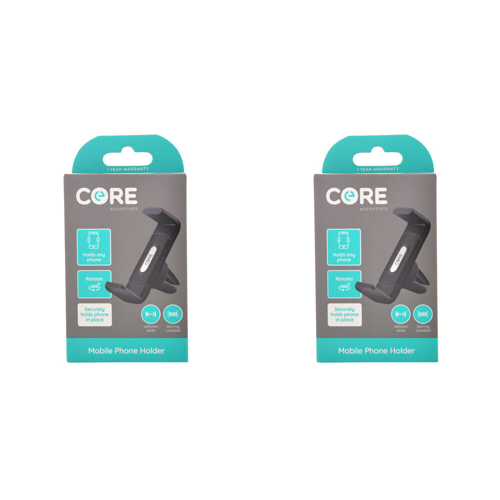2PK Core Essentials Car Vent Mobile Phone Holder Universal - Black