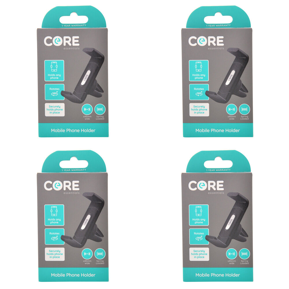 4PK Core Essentials Car Vent Mobile Phone Holder Universal - Black