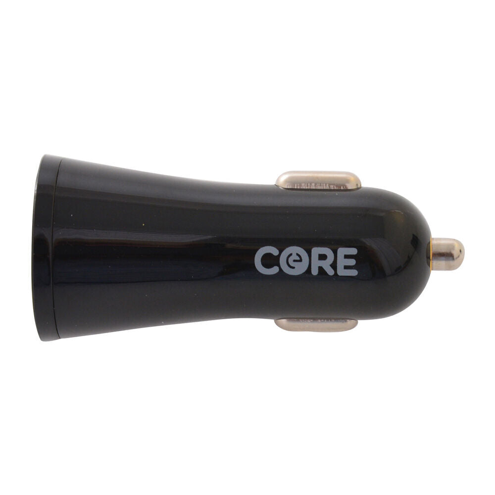 3PK Core Essentials Type-A Dual Port Car Charger 2.4A/1A - Black