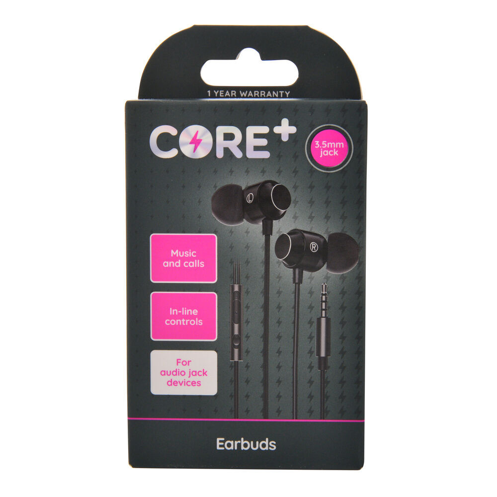 2PK Core 3.5mm Earphones/Earbuds In-Ear Wired w/ Mic 1.2m - Black