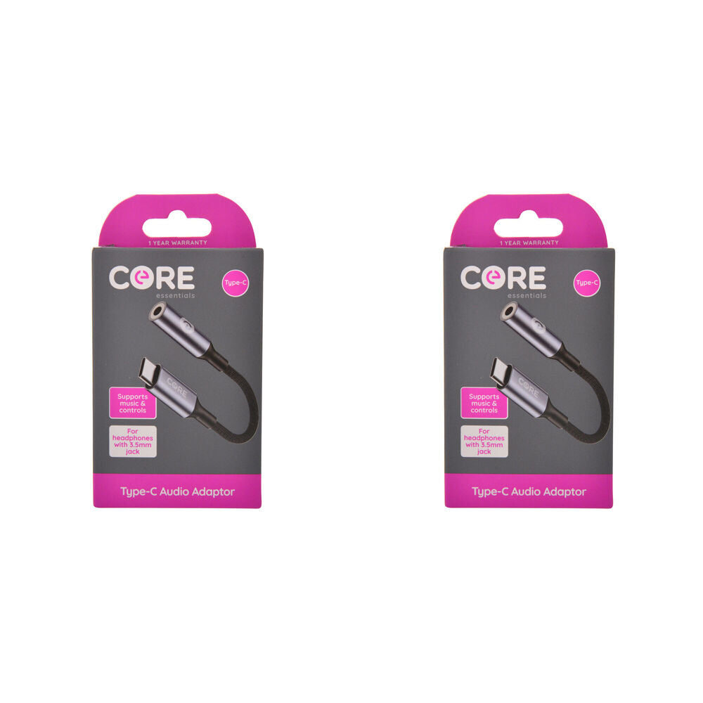 2PK Core Essentials 3.5mm Jack to Type-C Audio Adaptor - Black