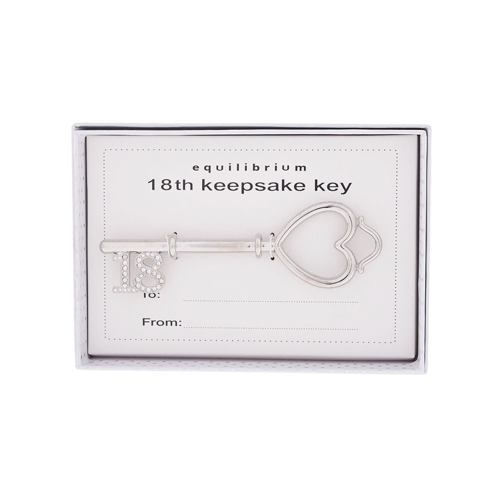 2PK Gibson Gifts Equilibrium Silver Plated 18th Birthday Keepsake Key Gif Box