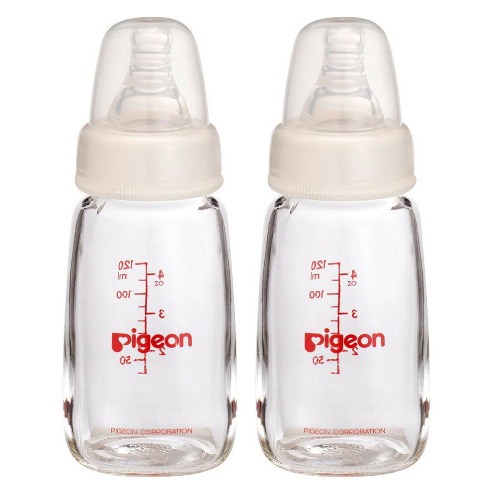 2x Pigeon Slim Neck Peristaltic Glass Bottle 120mL