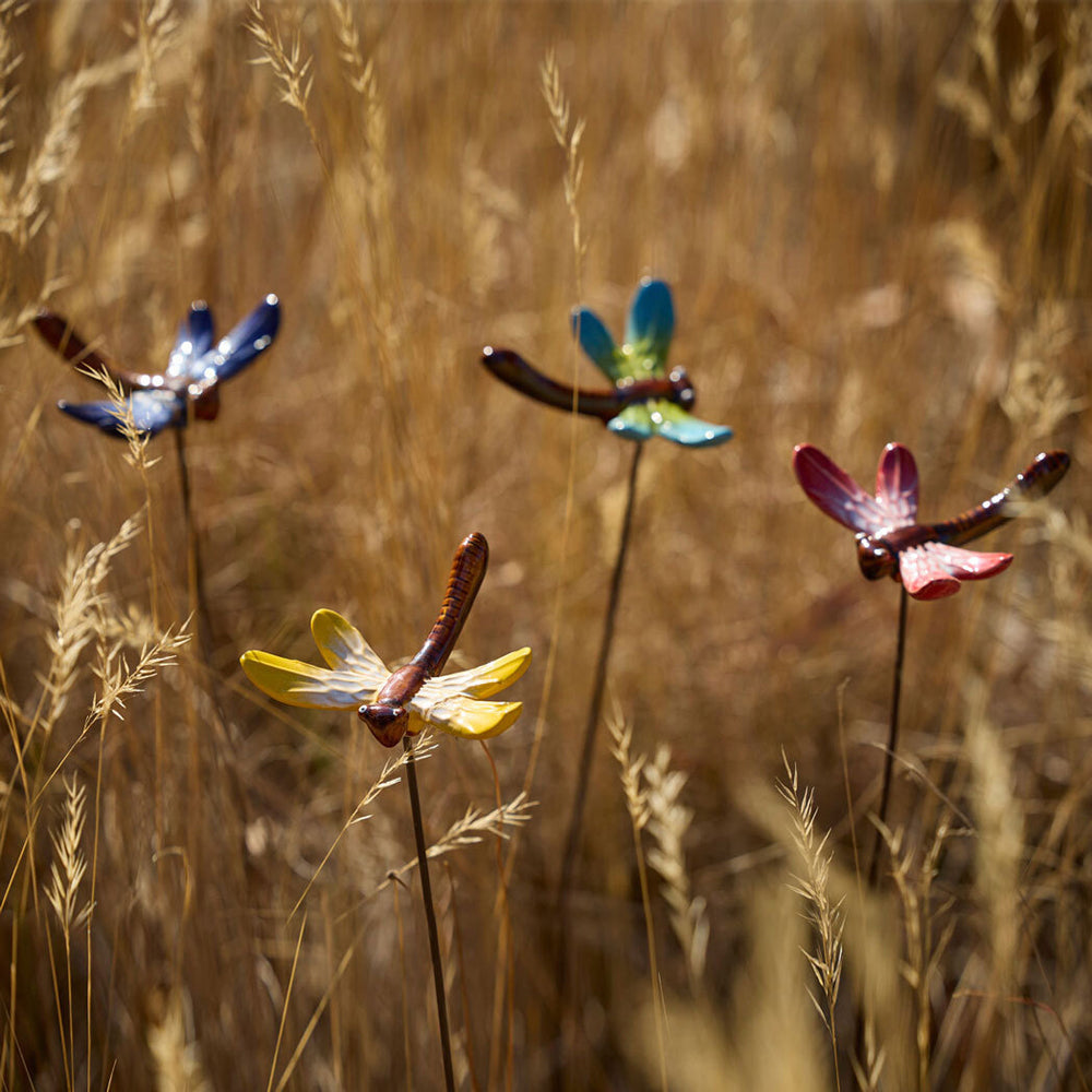 4PK Ceramic Dragonflies 48cm Stick Garden Stake Home/Garden Decor Assorted