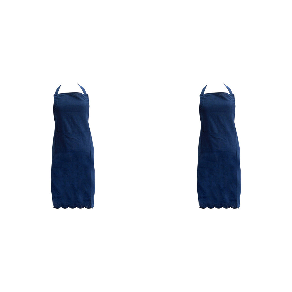 2PK Annabel Trends Scallop Edge Stonewashed Apron 92x65cm - Navy