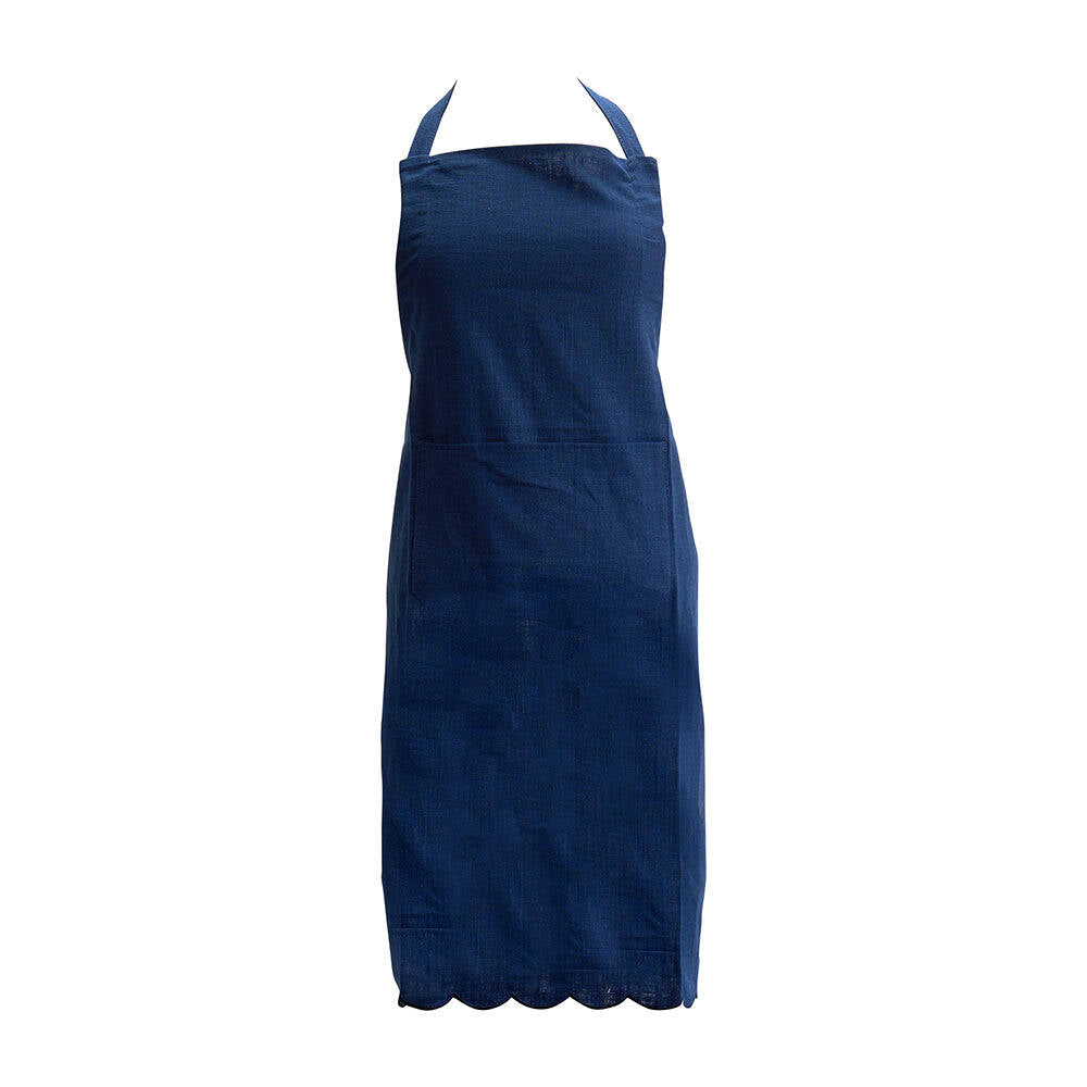 2PK Annabel Trends Scallop Edge Stonewashed Apron 92x65cm - Navy