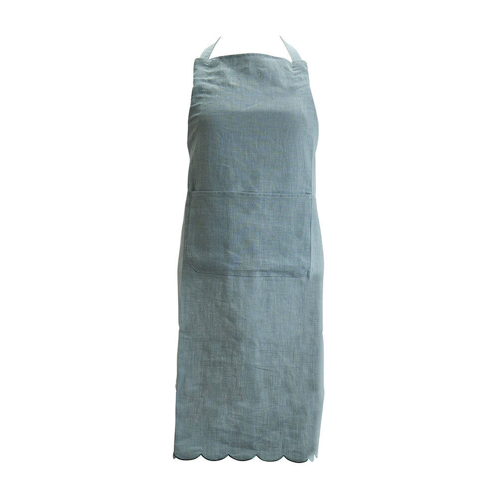 2PK Annabel Trends Scallop Edge Stonewashed Apron 92x65cm - Sage