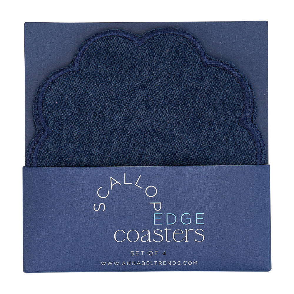 8pc Annabel Trends Scallop Edge Stonewashed Coaster Set 10cm - Navy