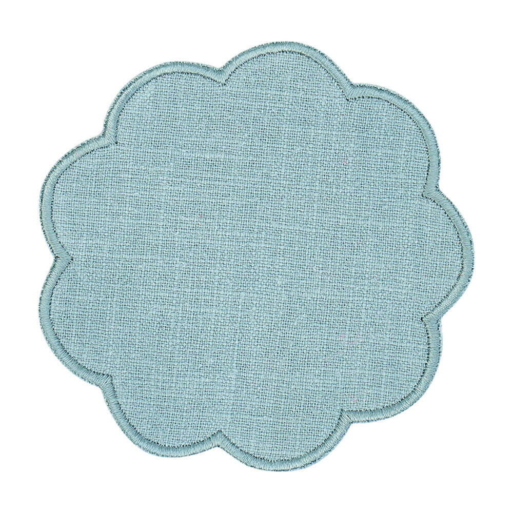 8pc Annabel Trends Scallop Edge Stonewashed Coaster Set 10cm - Sage